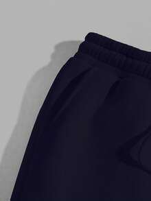 EURMUSE Cotton Men's Floral Print Pocket Drawstring Waist Casual Jogger Pants - Navy Blue - View 5