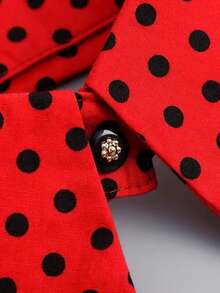 Joivida 红白波点夸张领可拆卸上衣衬衫，时尚吸睛单品，适合假日派对、夜店、秋冬等场合，打造层次感穿搭。 - 紅色 - 查看 5