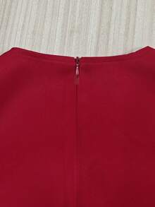 SHEIN Franclia 纯色圆领修身前蝴蝶结无袖女式连衣裙