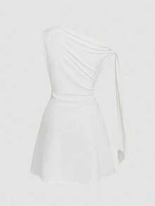 Celisse 女士不对称系带腰部短裙 - 白色 - 查看 2