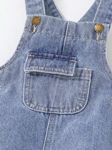 Baby Boy Cute Blue Denim Bib Pants - Light Wash - View 5