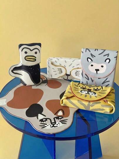 Joivida 可爱动物图案相机收纳布，防滑耐磨，魔术自粘，便携式化妆品收纳袋，不占空间，送朋友礼物，生日礼物，情人节礼物