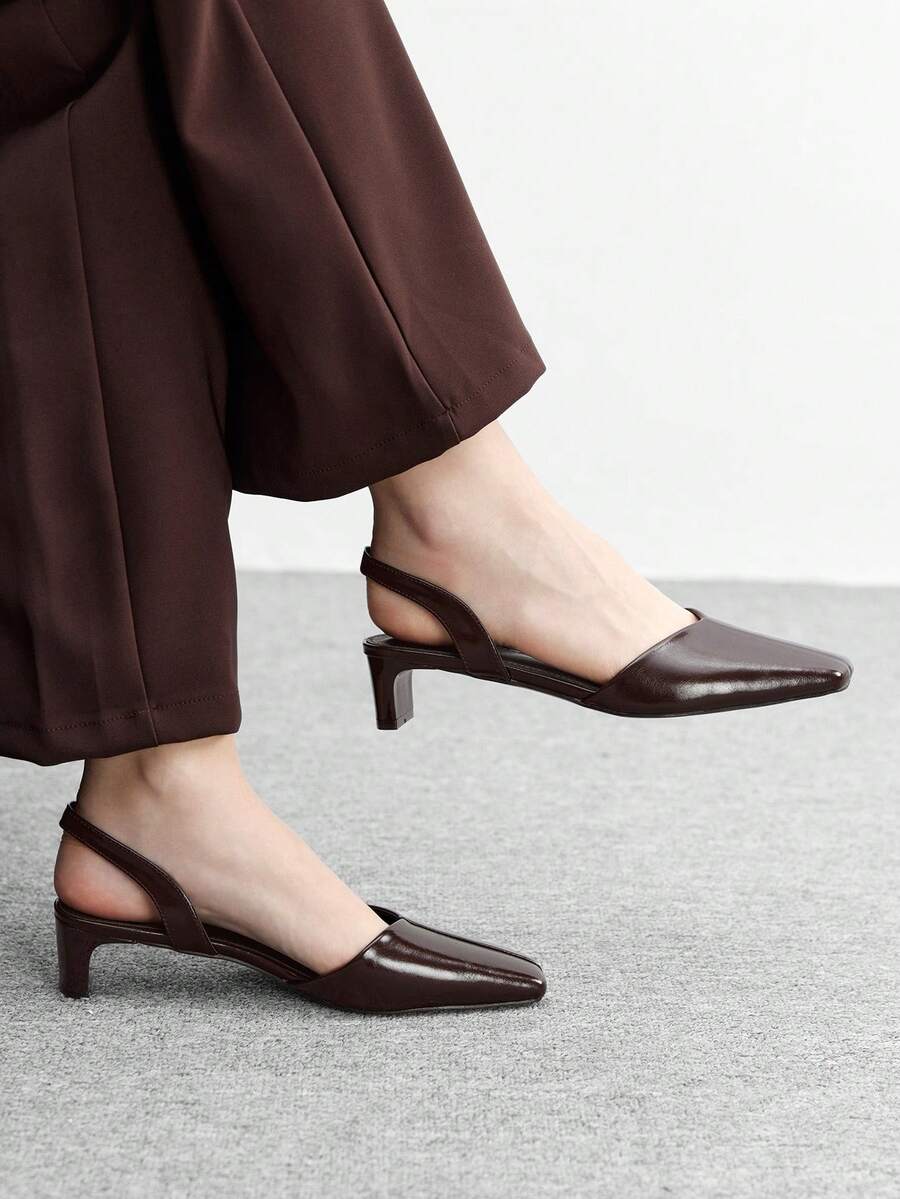 CUCCOO BIZCHIC Giày cao gót mũi vuông đa năng dành cho nữ - Màu Đỏ Sâu - Xem 1