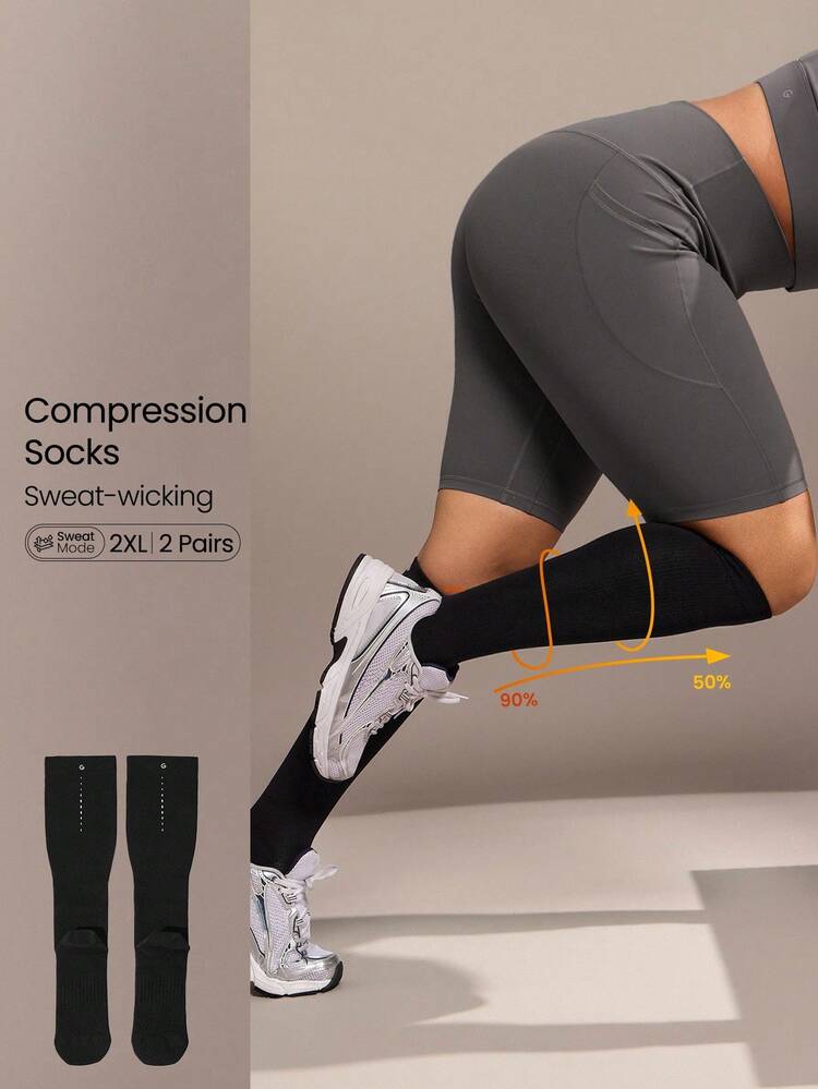 SweatMode Glow Grip Plus Size Sweat-Wicking High-Stretch Seamless Breathable Mesh Reflective Print Compression Tube Socks Pack Daily Active