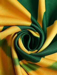 ROMWE MEN Prep 男士圆领时尚足球印花短袖T恤，夏季 - 黃色 - 查看 9