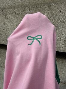 Muchica Plus Size Women's Bow Print Raglan Long Sleeve Casual Loose T-Shirt