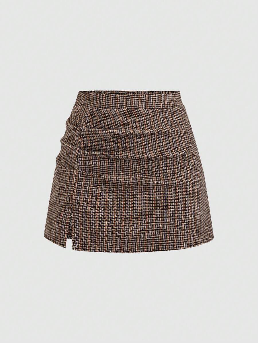 Sweetra Chân váy mini xếp ly xẻ tà kiểu Anh thanh lịch, màu nâu cà phê, xanh dương, đỏ kẻ caro, phong cách Y2K, phù hợp cho đi làm hàng ngày, đi chơi và các dịp khác. - Nhiều màu - Xem 1