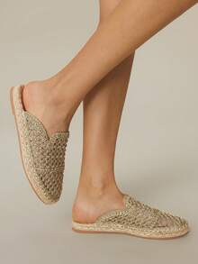 Styleloop 女士平底一脚蹬鞋，波西米亚风格，复古美式，波西米亚风，西部风，音乐节，派对装 - 金色 - 查看 4