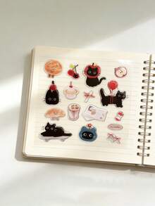 Joivida Korean Embossed Black Cat Stickers Jelly Gel DIY Decals For Journal Scrapbooking Phone Case Laptop Tablet Water Bottle Luggage Cute Kawaii Aesthetic Sticker Pack Minimalist Waterproof Vinyl Craft Supplies Gift Ideas