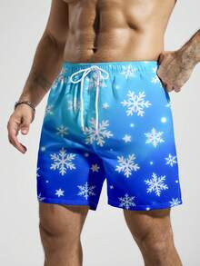 Manfinity KASUA Męskie szorty plażowe ombre z nadrukiem płatków śniegu