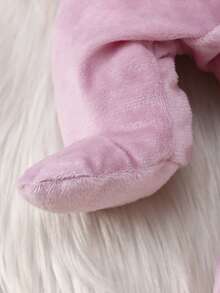 2件套女婴休闲毛绒纯色长袖上衣和裤子家居服套装 - 淡紫色 - 查看 4