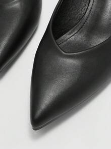 CUCCOO BIZCHIC Women's Pointed Toe Low Heel Classic Simple Basic Commute Work Party Pumps - Graphite Black - View 7