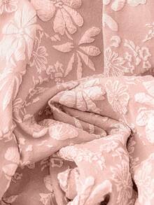 EMERY ROSE 女士纯色提花面料翻领灯笼袖休闲通勤时尚优雅法式复古甜美约会粉色长袖衬衫 - 粉色 - 查看 5