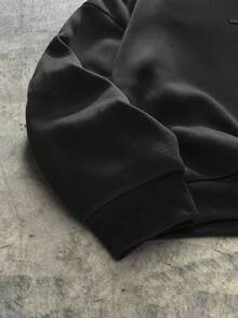 AXEPEAK Men's Autumn And Winter Hooded Sweatshirt Fashion Letter Towel Embroidery Loose Version Top - Black - View 4