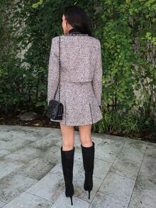 Durrani Popal TWEED BUTTON UP BOXY COAT - Apricot - View 3