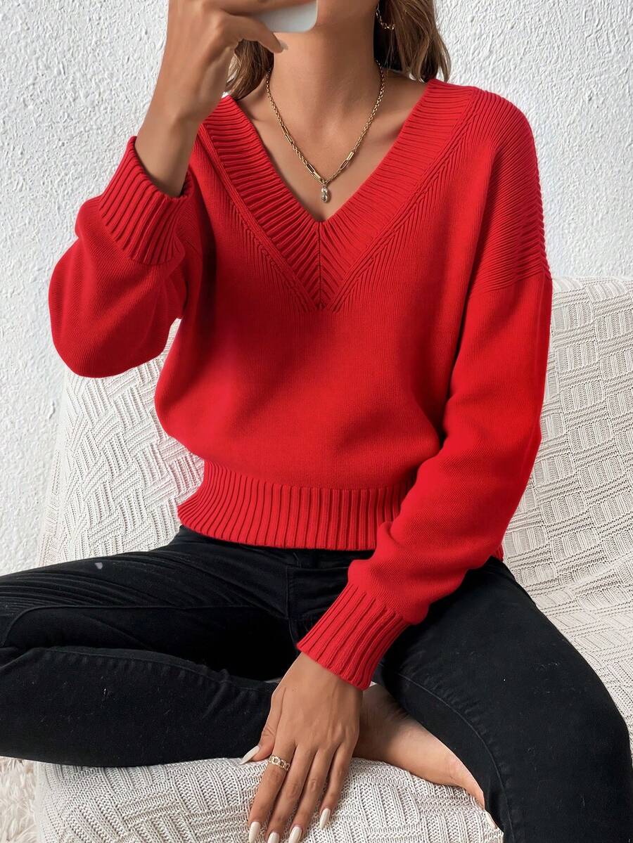 Plus Size Sweaters - Red - View 1