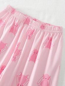 2pcs/Set Girls Minimalist Elegant Short Sleeve Top And Pants Set - Multicolor - View 6