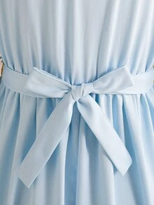 SHEIN Gaun Anak Perempuan Lengan Panjang Gaya Timur Tengah, Biru Muda, Musim Gugur, Elegan, Modis, Bergaya, Nyaman, Santai, untuk Pesta di Luar Ruangan - Baby Blue - View 10