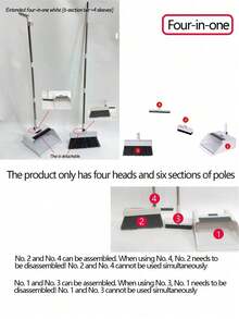 SHEIN Broom And Dustpan, Broom, Long Handle Kitchen Scrub Brush And Dustpan, Non-Stick Floor Cleaning Tools, Floor Brush And Dustpan Set, Suitable For Home, Office, School Dorm, Household Cleaning, Folding New Soft-Bristle Broom And Dustpan Combo - Multicolor - View 19