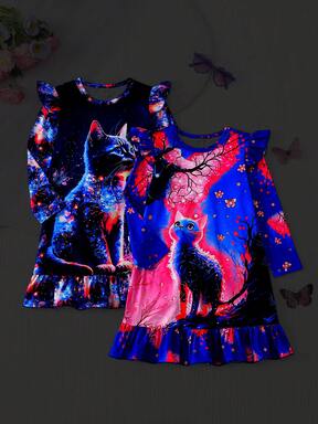 2pcs/Set Young Girls Bow Design Knit Outfit, Soft & Comfortable Material, Young Girl Love It