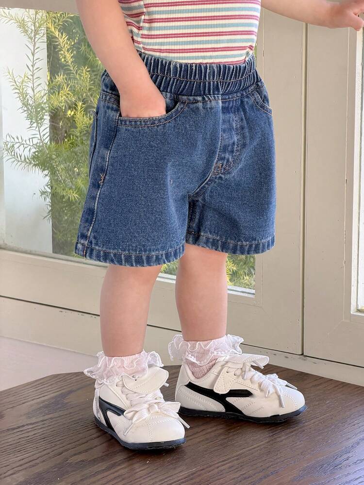 Toddler Girls' Casual Washed Heart Pocket Denim