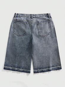 ROMWE MEN Street Life Quần short denim nam thêu hoa và đính đá. - Màu xanh lam - Xem 10