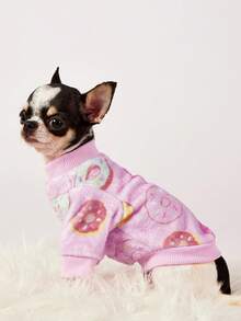 PETSIN 1 Pc Pet Cat Dog Universal Plush Comfortable Cartoon Cute Donut Fashion Printed Dog Round Neck - Multicolor - View 5