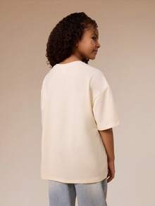 SUMWON Oversized Graphic Teddy Bear T-Shirt With Short Sleeves And Crew Neck For Casual Everyday Wear Vacation - Apricot - View 2
