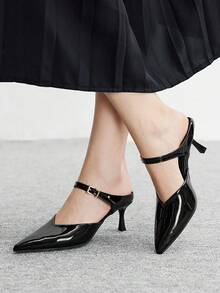 CUCCOO BIZCHIC 女士优雅尖头搭扣高跟鞋，适合通勤 - 黑色 - 查看 4