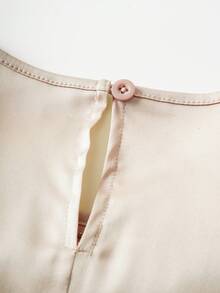 Seusyu Autumn/Winter French Elegant Beaded Satin Long Sleeve Women Blouse - Champagne - View 3