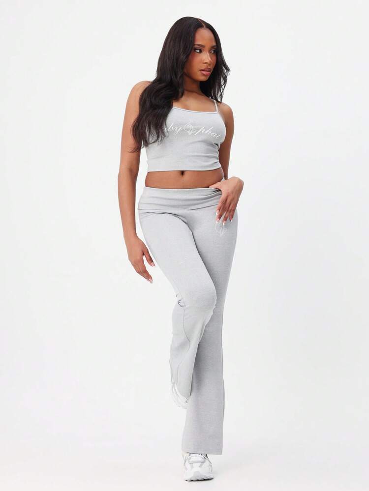 BABYPHAT Heather Grey Logo Cami Top With Thin Straps Perfect For Casual Lounging And Everyday Comfortable Wear