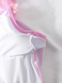 SHEIN Tween Girl Tween Girls 1-Piece Swimsuit With Bow Decor And 3D Floral Embellishment - Pink - View 4