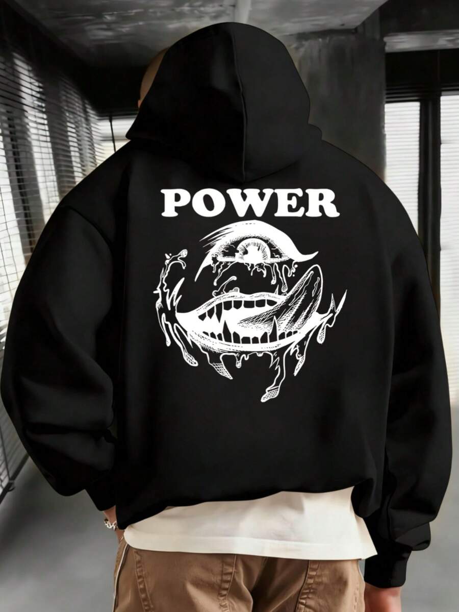 Hombre005-1 ¡Oferta limitada! Sudadera con capucha Cremallera Sudadera con capucha y cremallera unisex de alta calidad. Cálida, cómoda y trendy ahorra hoy en tu básico de temporada Sudadera de capucha negra con el emblema impactante y la palabra "POWER" en el trasero para un estilo único y atractivo - Negro - Ver 1