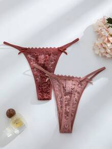 12pcs/Set Romantic Sexy Lace Women's Thong Panties, Assorted Colors - Multicolor - View 5