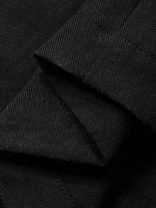 FRIFUL 女士荷叶边下摆纯色露背连体裤，宽松版型，春季款 - 黑色 - 查看 7