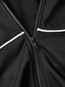 ROMWE MEN Street Life Men's Dual-Hood Zip-Front Casual Loose Sweatshirt - Black - View 3
