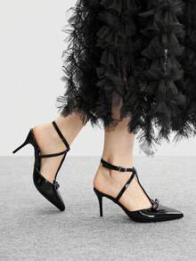 CUCCOO BIZCHIC 女士时尚优雅蝴蝶结装饰派对高跟鞋 - 黑色 - 查看 4