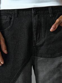 ROMWE MEN Men's Casual Versatile Street-Style Pocket Distressed Straight Leg Jeans - Grey - View 7