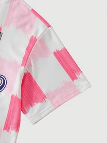 ROMWE MEN Prep Spring/Summer Casual Graphic Pink Men'S Contrast Color Half-Placket Short Sleeve Casual Polo Shirt, Summer - Multicolor - View 4
