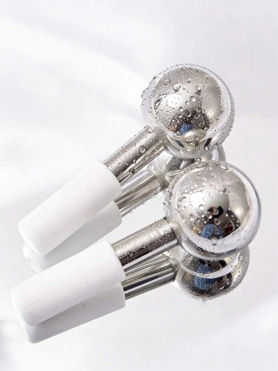 Madebyblanc LUONKOS Gua Sha Ice Ball - 2 Pieces Set, Silver Stainless Steel - Facial Massager And Lymphatic Drainage Massager - Reduces Puffiness, Fine Lines, And Dark Circles. - Multicolor - View 1