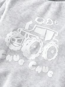 PETSIN 1件白色拖拉机字母印花宠物灰色休闲风秋冬加厚保暖宠物服装 - 灰色 - 查看 6