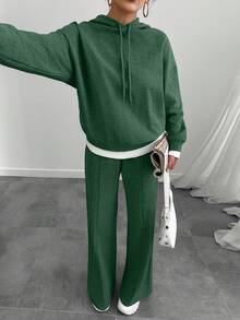 Bộ áo nỉ và quần nỉ oversize màu xám marl dành cho nữ - Màu xanh lá cây đậm - Xem 6