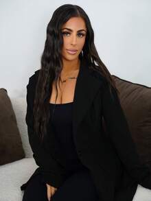 SAYEHFBABY Single Button Lapel Collar Blazerwinter,Business Casual, Elegant,Black - Black - View 5