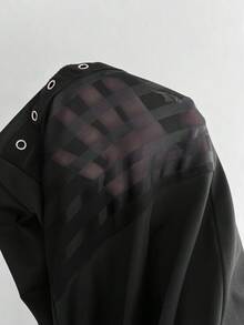 Whyspr 大码朋克风鸡眼织带条纹紧身裤 - 黑色 - 查看 7