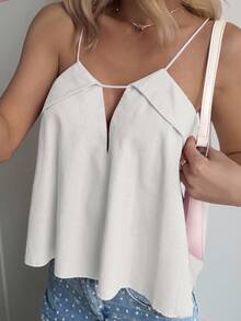 DAZY 女士休闲无袖吊带背心，性感舒适，适合夏季穿着，Y2K风格 - 白色 - 查看 5