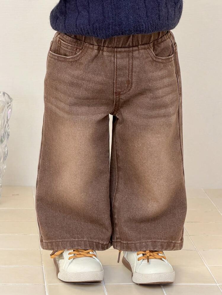 Toddler Girls' Washed Loose Fit Casual Jeans