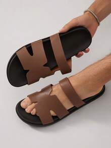 SHUZIA Men's Cutout Adjustable Band Comfortable Slide Sandals