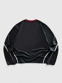 ROMWE MEN Men's Crew Neck Long Sleeve Contrast Color Casual Fashion T-Shirt - Multicolor - View 2