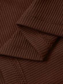 Dazy Plus Áo thun dài tay dáng lửng, màu trơn, ôm sát, gợi cảm, co giãn dành cho nữ cỡ lớn, thích hợp cho mùa xuân/thu. - Cà phê nâu - Xem 4