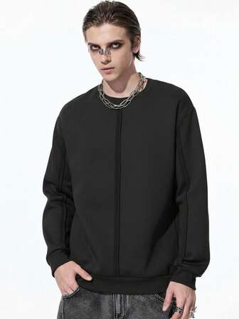 Street Life Men's Casual Solid Color Crew Neck Pullover Sweatshirt, Autumn/Winter